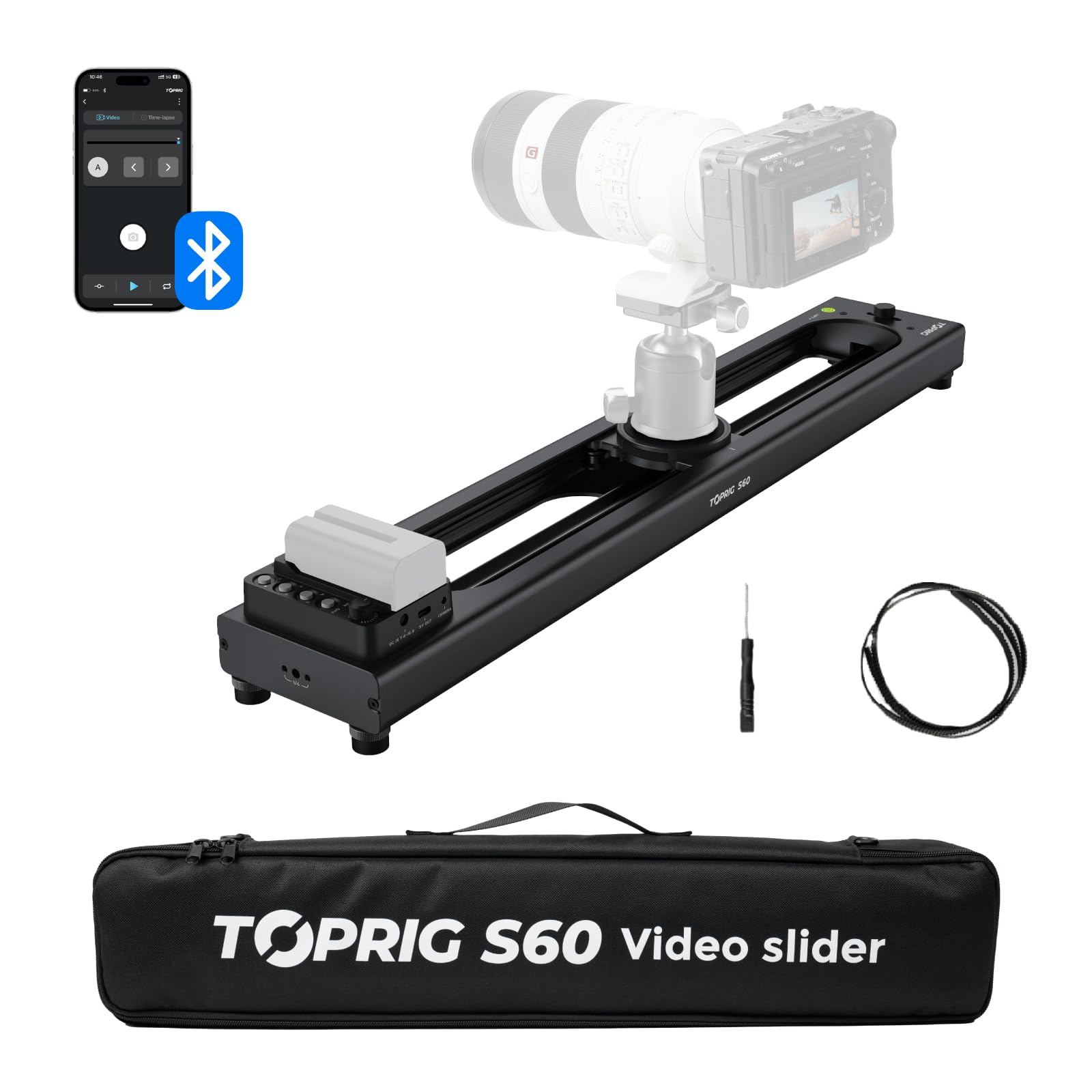 Amazon | Toprig S60 電動カメラスライダー 24インチ/60cm APP